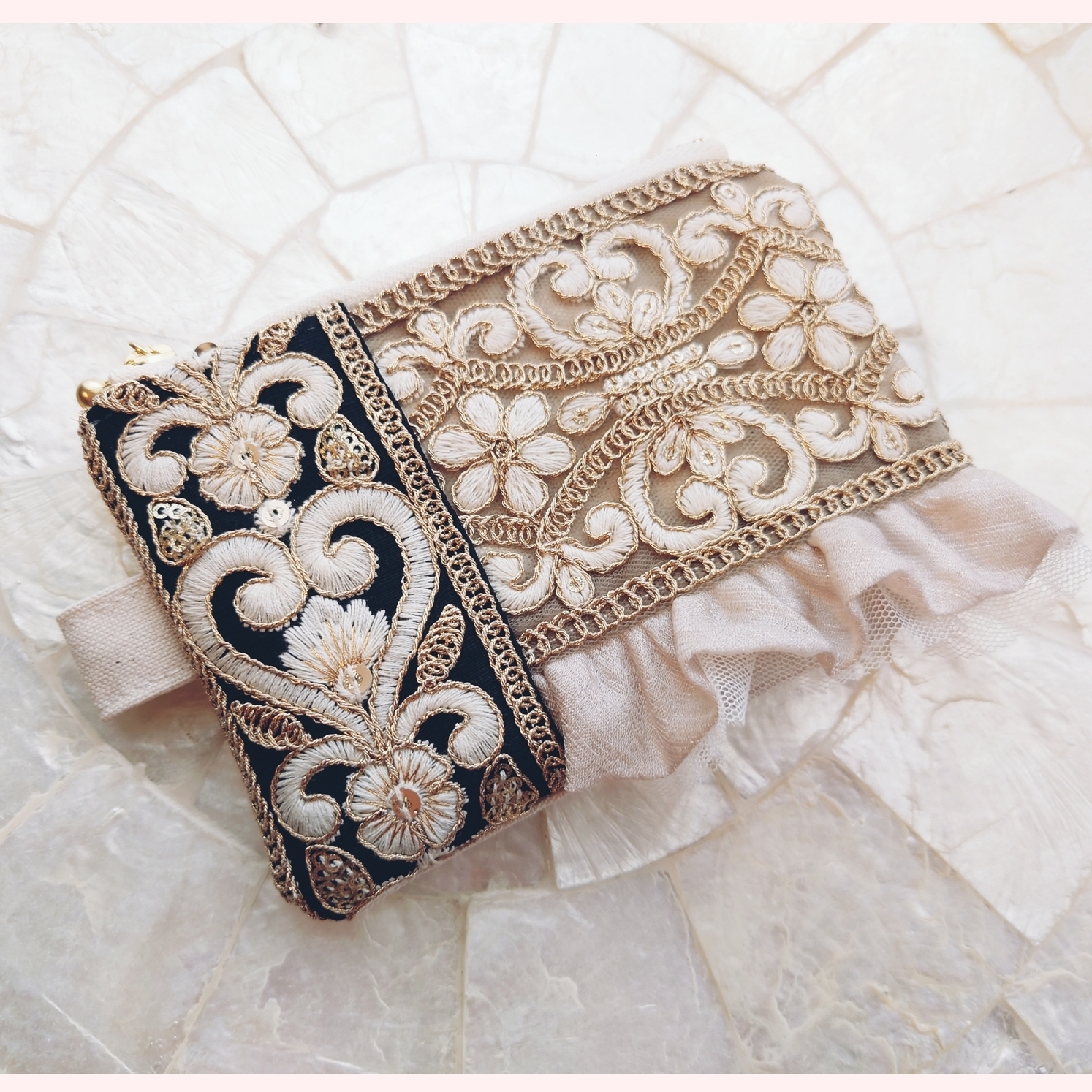 インド刺繍リボンポーチ Sサイズ - moon moon | minne 国内最大