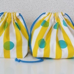 しましまと水玉のお弁当袋＆コップ袋☆イエロー