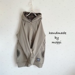 ★ロング丈ふわもこ前開きパーカー★薄カーキー×渋カーキーボア