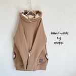 ★ふわもこゆったりパーカー★モカブラウン×チェックボア