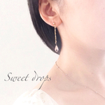再販 美しく♡至福をもたらすピンク♡雫 ノンホールピアス/ピアス