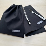 再再販/給食セット 【ブラック無地】給食袋25×20cm  ランチョンマット　25×35cm ★SET.38394041 シンプル　裏地付き マイカラー　my color