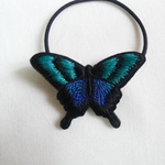 青緑アゲハ刺繍のヘアゴム