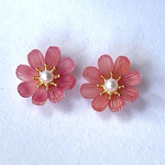 コスモス　赤　ピアス　イヤリング　オーダー製作