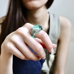 ［洞窟の鉱石］crystal emerald   ガラス リング  clear glass ring