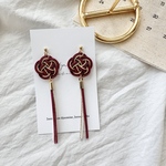 水引き　ロングピアス/イヤリング　梅色　梅結び