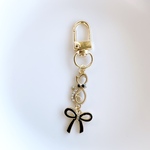 パティーネコ୨୧*蝶結び(ブラック) チャーム　キーホルダー