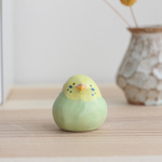 陶土のセキセイインコ （グリーン・メス）　置物
