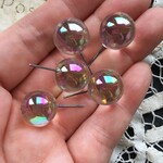 【1ペア】ピアス/14mm/オーロラクリアボールチタンピアス