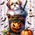 オリジナル 生地   パネル生地 犬 シーズー ハロウィン