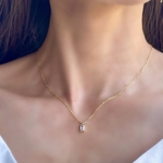 つけっぱなし♡OK！ 316L サージカルステンレス 1粒　スクエア　CZ ジルコニア ダイヤモンド ネックレス 金属アレルギー対応