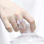 -ピンク- 愛らしき結び目 リボンリング ～手元に咲く上品な華やぎ～