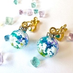 レジン彩雲空玉イヤークリップ