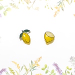 ～小さなピアスシリーズ～檸檬のピアス/ノンホールピアス(樹脂イヤリング)
