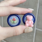 【SALE】〜小さな花壇とくまの耳飾り〜 アシンメトリーピアス/イヤリング