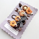 🎃 Halloween series ✵ お菓子の準備！かぼちゃ味クッキーみたいなヘアクリップ4点セット 【 02 】 