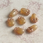 【12x8㍉ 12個】チューリップ＊beige & pink gold＊チェコビーズ＊花＊フラワー＊蕾＊ベージュ