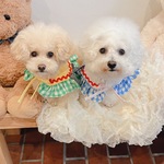 【New・ペット用品】可愛いチェック柄のケープ　犬猫スタイ　ペット用ケープ　犬ケープ　猫ケープ