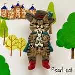 【再販】長靴をはいた猫&ウサギの刺繍ブローチ【キジトラ】
