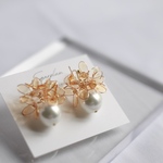 金木犀ころんとパールピアス(イヤリング)