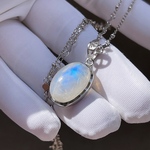 高品質♡大粒強いブルーライト♡天然無処理ブルームーンストーンS925ネックレス