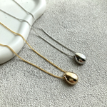 ぷっくりメタル一粒ネックレス∴ 高品質k16gp製 ロング 極細チェーン しずく ドロップ シンプル 重ね付け