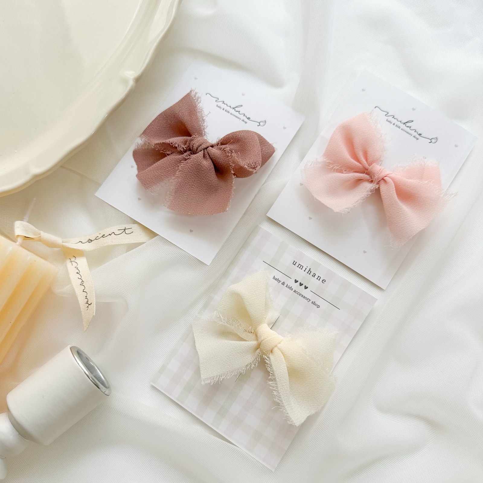 new！𓍱 シフォンリボンヘアクリップ（ 全3色 ） / キッズヘア