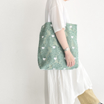 ハート刺繍のフラワー肩がけバッグ(グリーン)