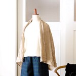 リネンシャンブレーローブカーディガン（ブラウン）