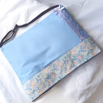 ★ゴム替え不要★*女の子*編み上げリボンの防災頭巾カバー座布団タイプ　〜水色orグレー〜