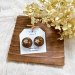 dry flower brown circle tile pierce/ドライフラワー  レジン