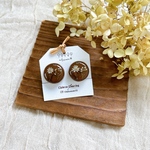 dry flower brown circle tile earring/ドライフラワー  レジン