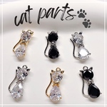 耐久性抜群✨ねこ♡猫♡CAT♡16金ゴールド♡本ロジウム♡ジルコニア♡金具♡キーリング♡キーホルダー♡チャーム♡