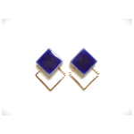 ネイビーブルー×スクエアピアス/ノンホールピアス