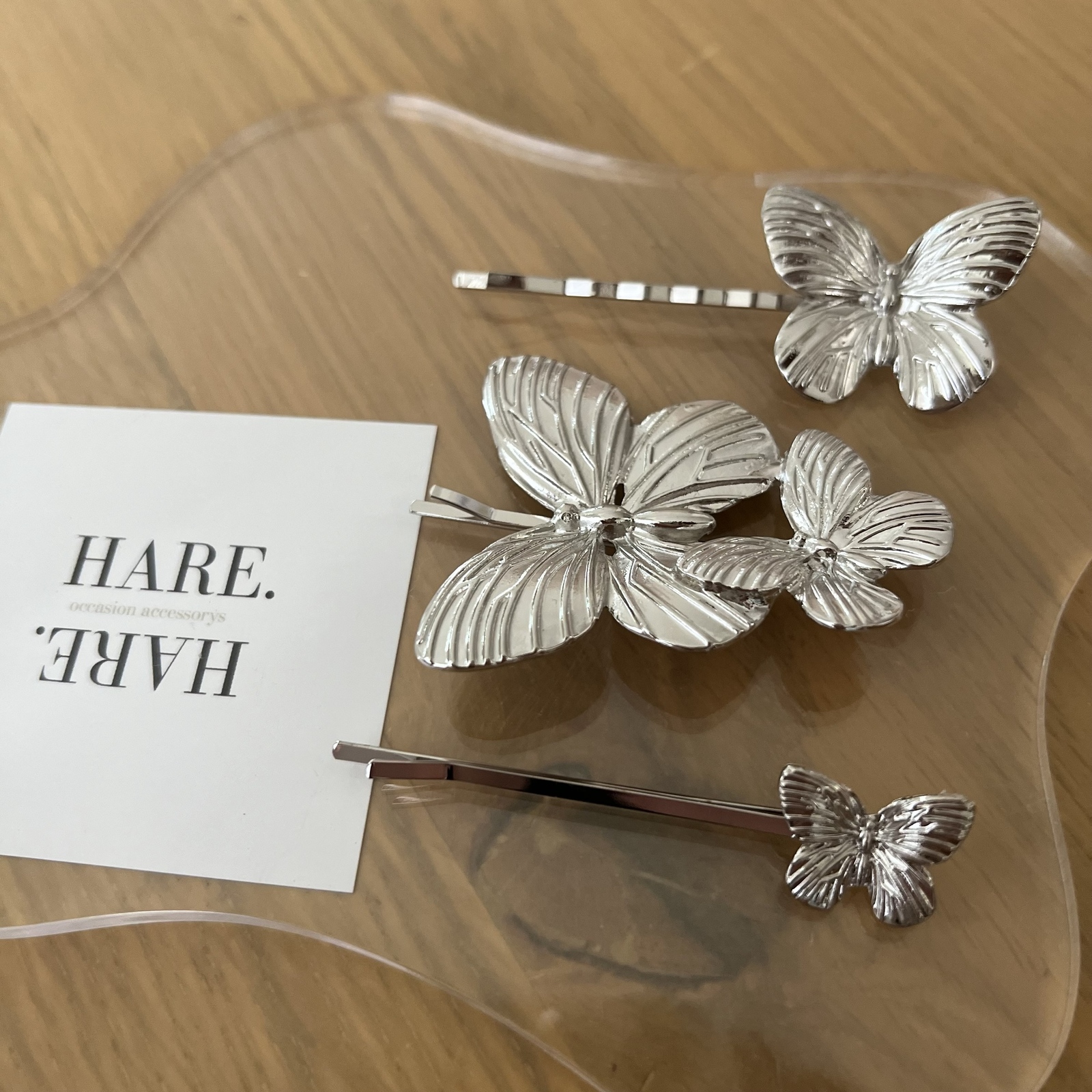 3set バタフライ ヘアピン ヘアパーツ ヘッドドレス ゴールド シルバー 