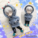 ねんどろいどどーる　服　ポケットに手が入れられる星柄青色パーカー&黒色パンツ　no.94