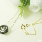 ＊感謝価格＊*K14GF***N91*高品質ブラックシェルAAA（黒蝶貝）☆薔薇のネックレス