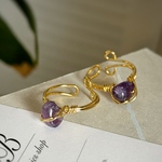 ≡R005≡ リング 天然石 アメジスト 指輪 パワーストーン シンプル デザイン 紫 パープル