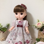 ソランちゃん＊メルちゃん☆ローズ柄薄ピンクワンピース