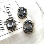 💛多面カット ビジュー カボション ：ブラックオバール※1セット4個入り