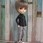 イスル：紐付きサルエルパンツ（ヘリンボーン柄）