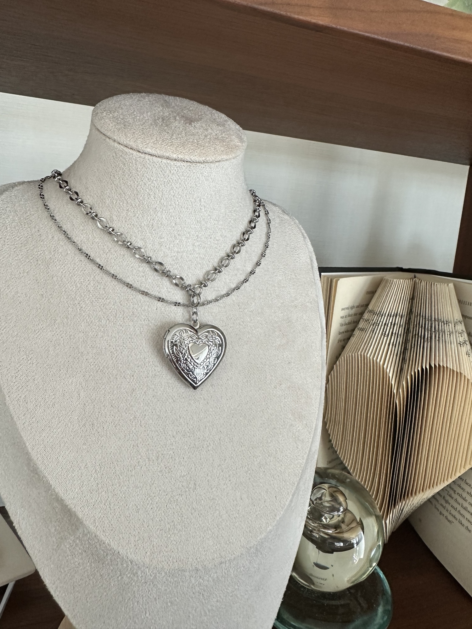 人気NO.2》カレンシルバー ハート チョーカー 40cm カレンシルバー