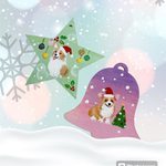 【SALE】コーギーのオーナメント（2個セット・手描き）　クリスマス　オーナメント　コーギー