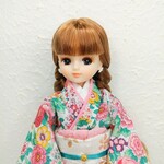 22センチdollサイズの手作りお着物セット（リバティプリントElisian使用)