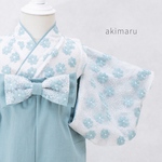 【レース×ブルー】ベビー袴 ベビー着物 初節句 ひな祭り こどもの日 お食い初め 誕生日 60~100cmまで着用可能 - 80~90サイズ