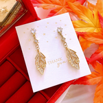 秋冬新作✨️お洒落 リーフ🍀 ジルコニア✨️ ゆらゆら♪ ハンドメイド ピアス イヤリング レディース アクセサリー✨️