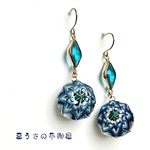 <受注作品>和・手鞠ピアス(イヤリング)～深海Blue～ 伝統工芸