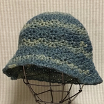 🌻SALE🌟春夏🍀グリーンミックスの並太ふっくらヤーンで編んだ透かし模様のクローシュ