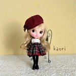 ポップマートブライス　リバティ・チェックワンピース　4点セット　アウトフィット　ハンドメイド　服