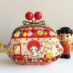 レトロポップな可愛い花ちゃん*がま口ポーチ12.5cm
